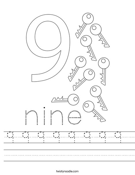 Number Nine Worksheet