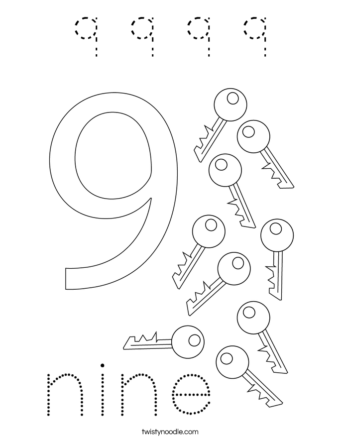 9 9 9 9 Coloring Page
