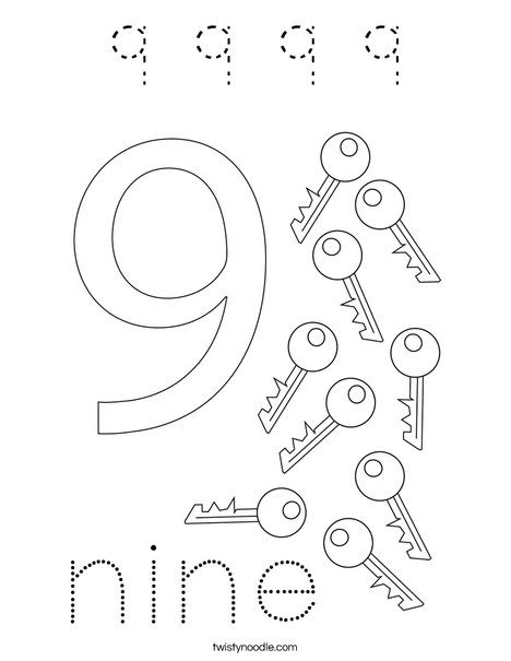 Number Nine Coloring Page