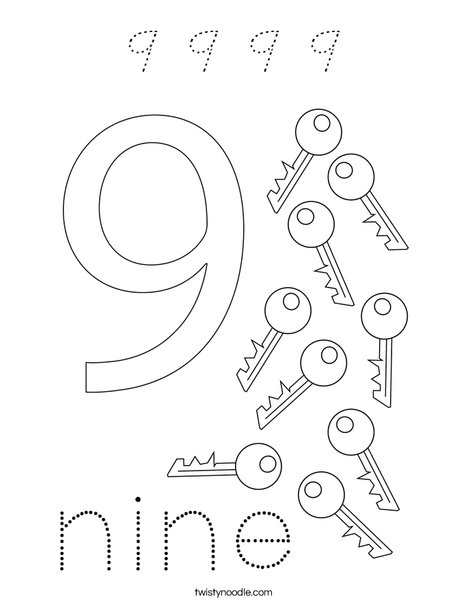 Number Nine Coloring Page