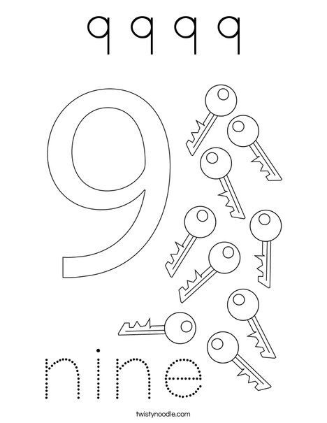 Number Nine Coloring Page
