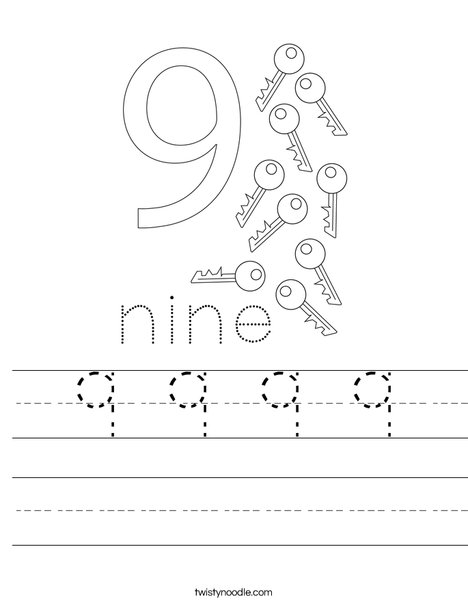 Number Nine Worksheet