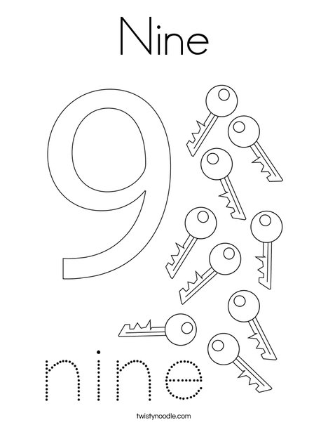 Number Nine Coloring Page