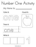 Number One Activity Coloring Page