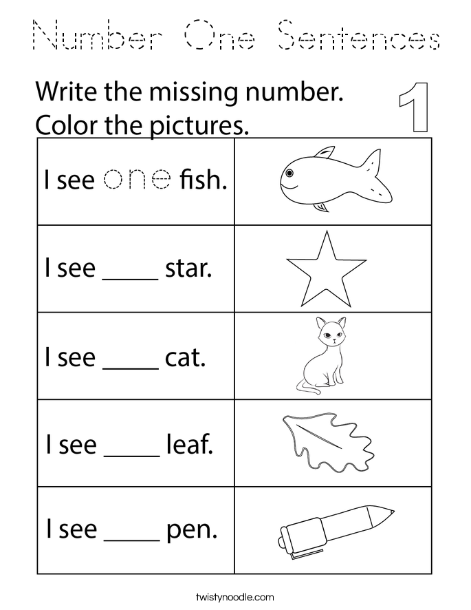 Number One Sentences Coloring Page