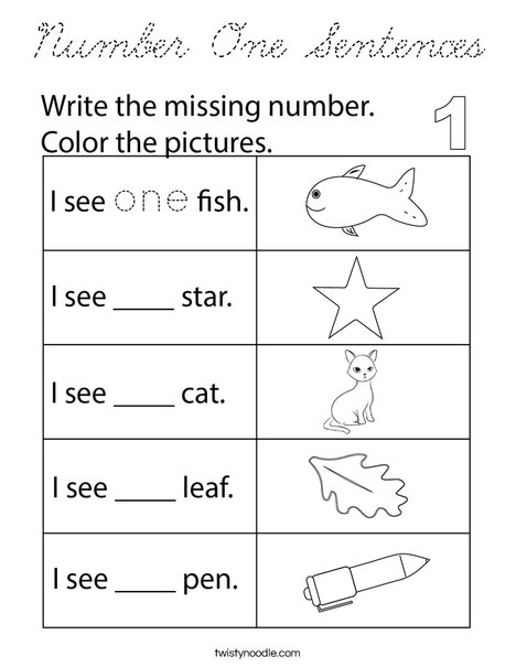 Number One Sentences Coloring Page