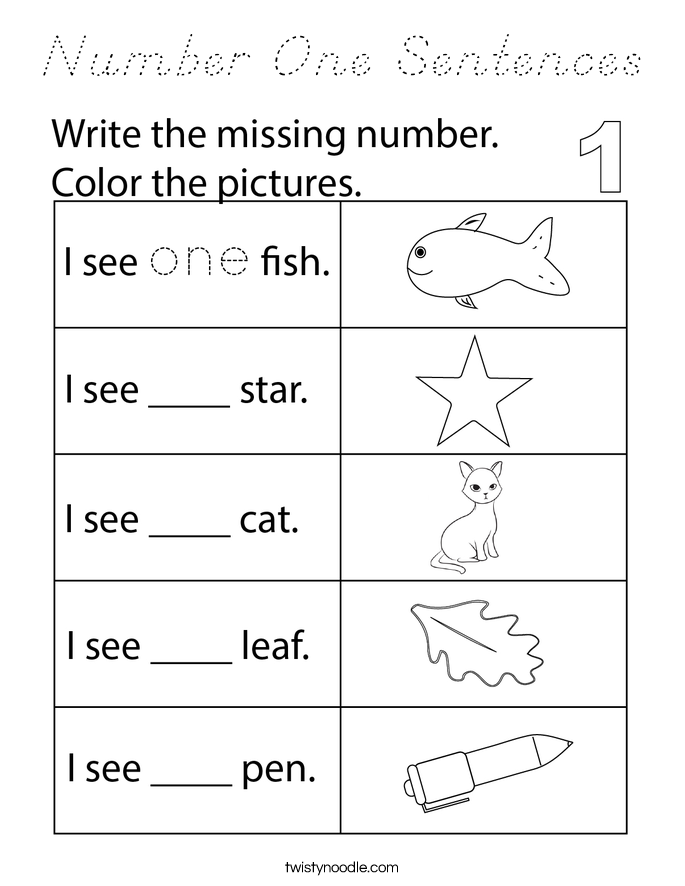 Number One Sentences Coloring Page
