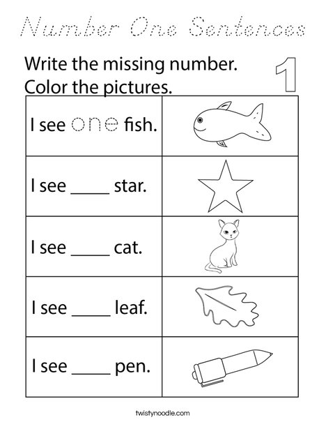 Number One Sentences Coloring Page