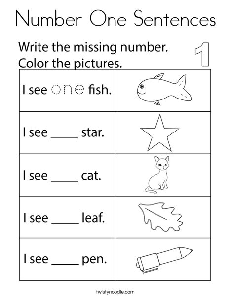 Number One Sentences Coloring Page