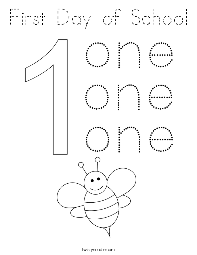First Day of School Coloring Page