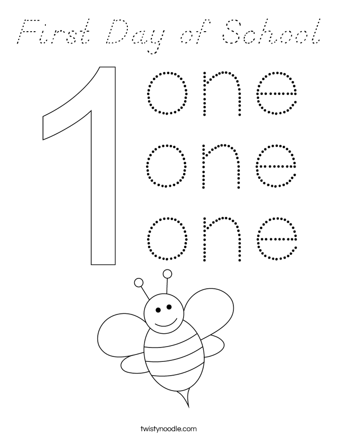 First Day of School Coloring Page