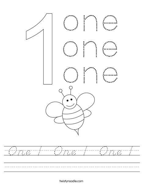 One 1 One 1 One 1 Worksheet - D'Nealian - Twisty Noodle