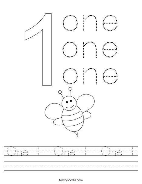 one two three four five Worksheet - Twisty Noodle