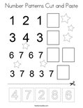 Number Patterns Cut and Paste Coloring Page