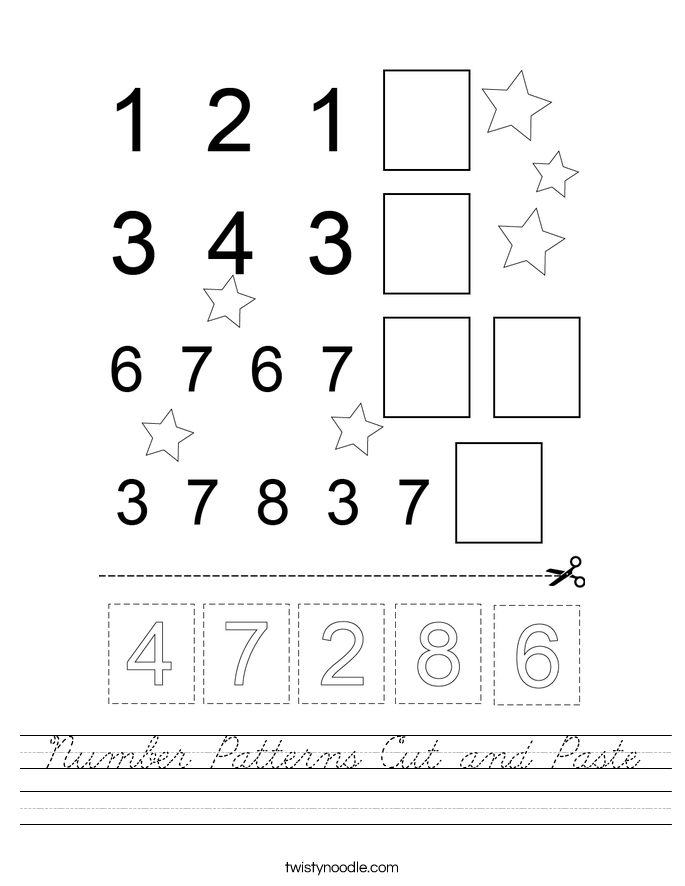 Number Patterns Cut and Paste Worksheet