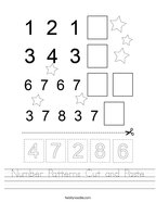 Number Patterns Cut and Paste Handwriting Sheet