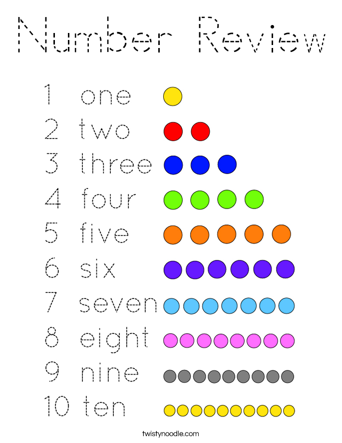 Number Review Coloring Page