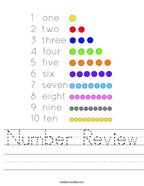Number Review Handwriting Sheet
