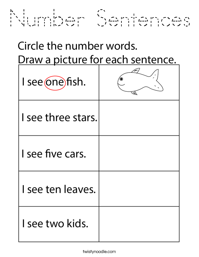 Number Sentences Coloring Page