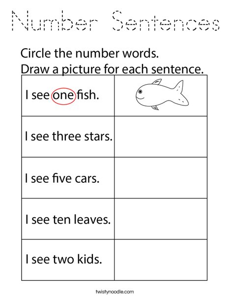 Number Sentences Coloring Page
