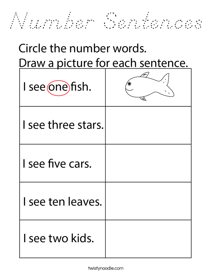 Number Sentences Coloring Page