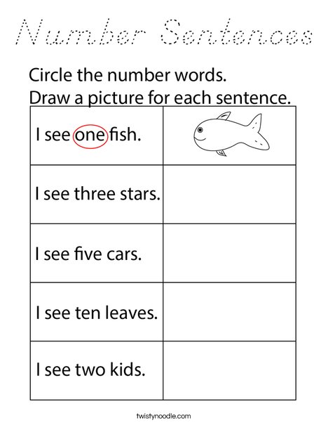 Number Sentences Coloring Page