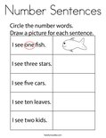 Number Sentences Coloring Page