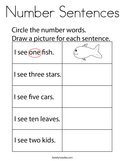 Number Sentences Coloring Page