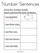 Number Sentences Coloring Page