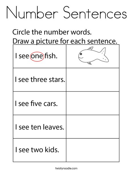 Number Sentences Coloring Page