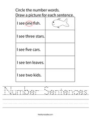 Number Sentences Handwriting Sheet