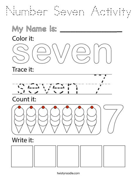 Number Seven Activity Coloring Page