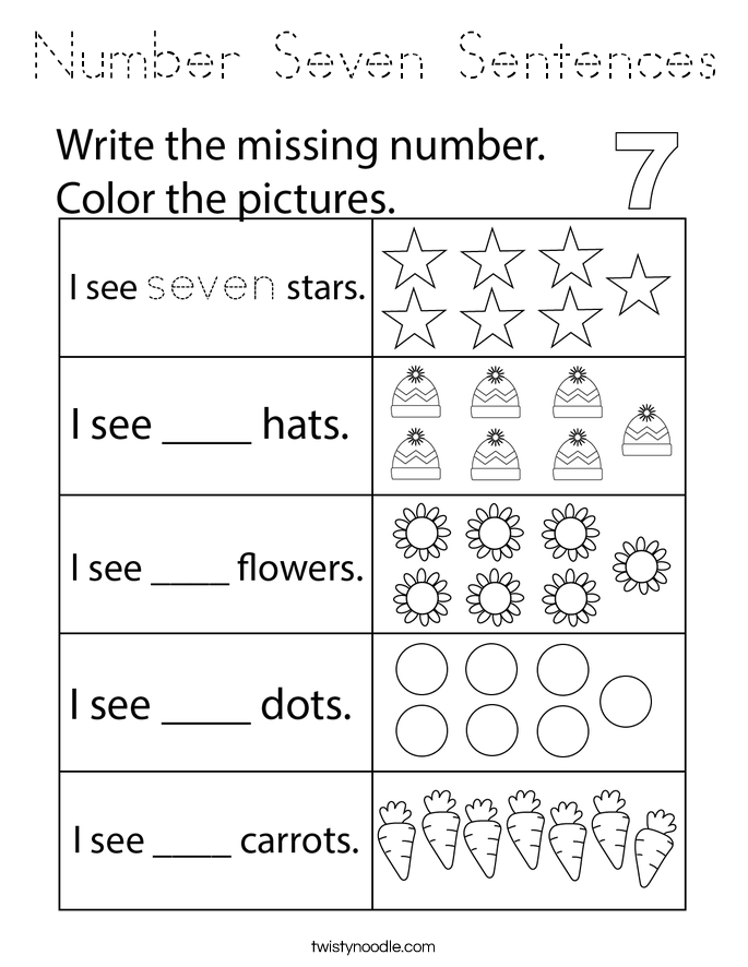 Number Seven Sentences Coloring Page