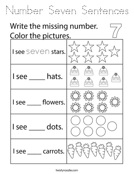Number Seven Sentences Coloring Page