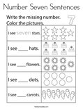 Number Seven Sentences Coloring Page