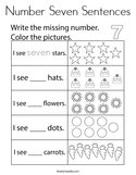 Number Seven Sentences Coloring Page
