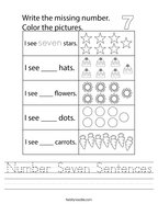 Number Seven Sentences Handwriting Sheet