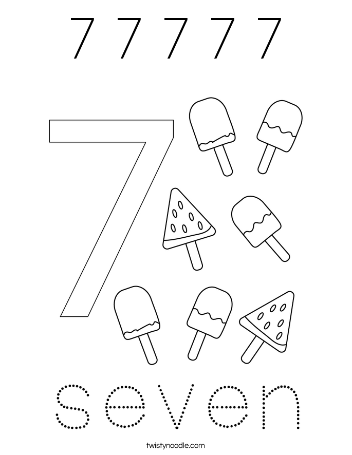 7 7 7 7 7 Coloring Page