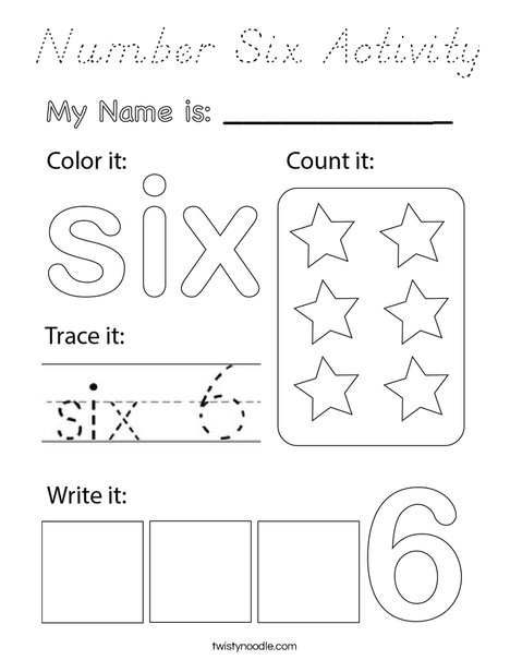 Number Six Activity Coloring Page