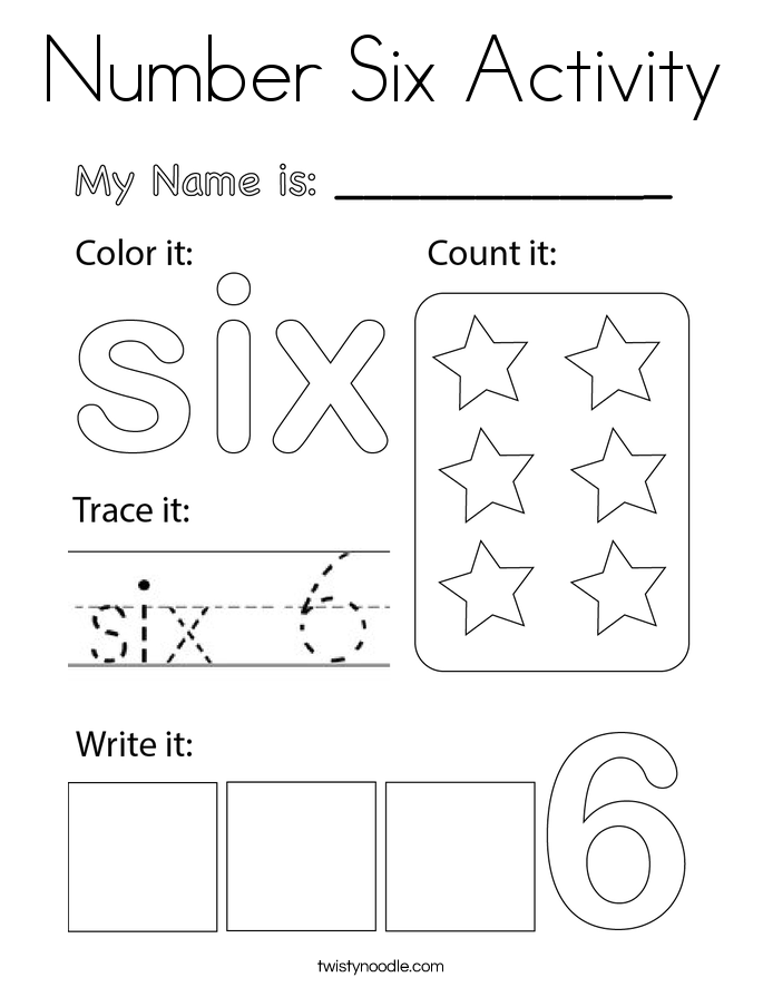 Number Six Activity Coloring Page