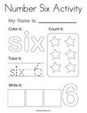Number Six Activity Coloring Page