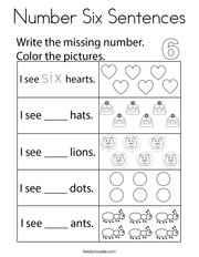 Number Six Sentences Coloring Page