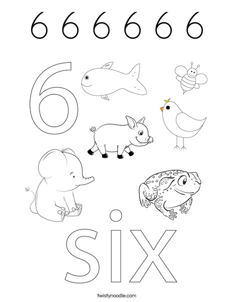 Number Six Coloring Page