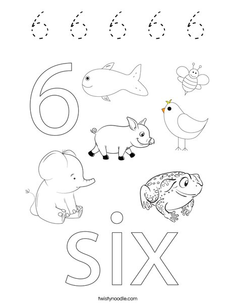 Number Six Coloring Page