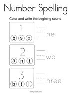 Number Spelling Coloring Page