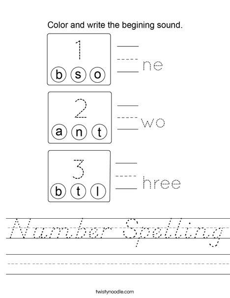 Number Spelling Worksheet