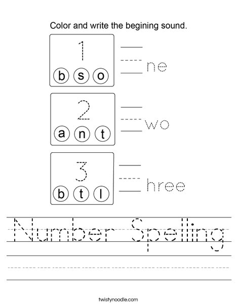 Number Spelling Worksheet