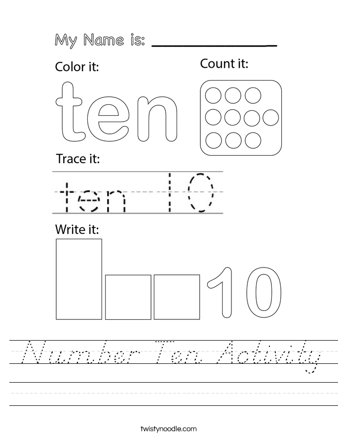 Number Ten Activity Worksheet