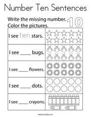 Number Ten Sentences Coloring Page