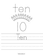 Ten Handwriting Sheet
